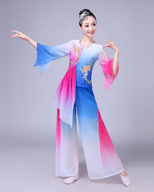 新款古典舞蹈演出服扇子民族舞服装秧歌服成人飘逸中国风练功服女